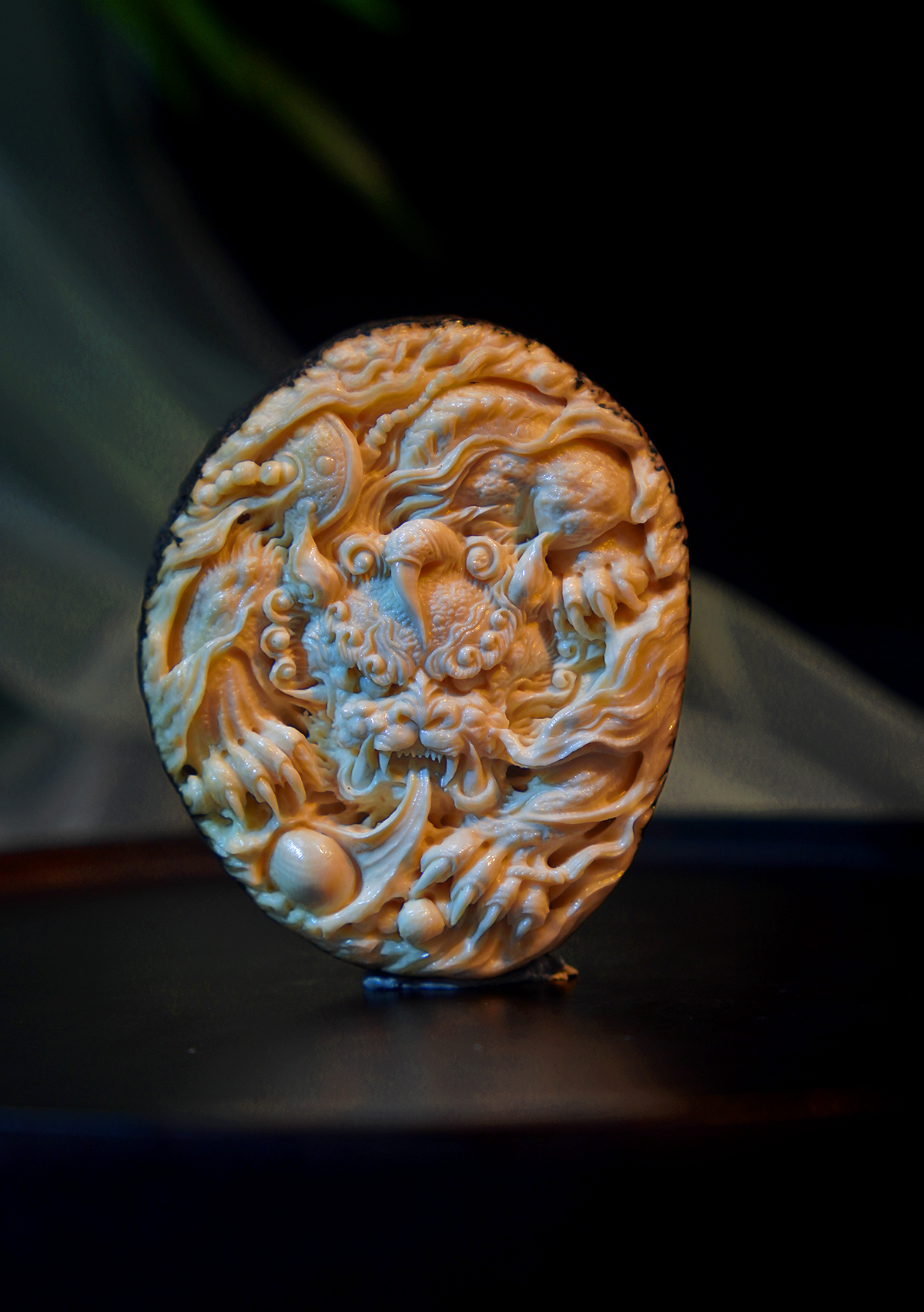 天然猛犸牙/手工雕刻作品/瑞兽貔貅/特色蓝皮冰料/文玩收藏