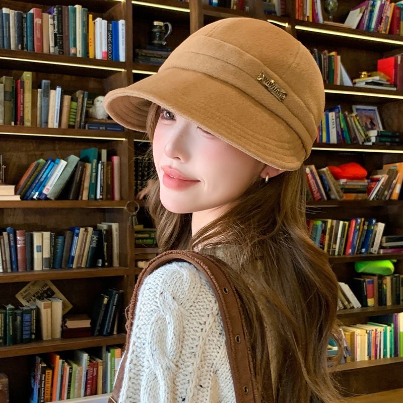 【新升级毛呢】秋冬2025新款防寒显脸小时尚百搭加大帽檐鸭舌帽女