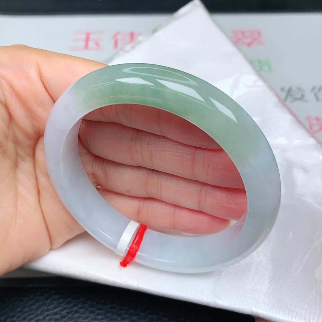 未镶嵌手镯翡翠冰胶油绿半山水3