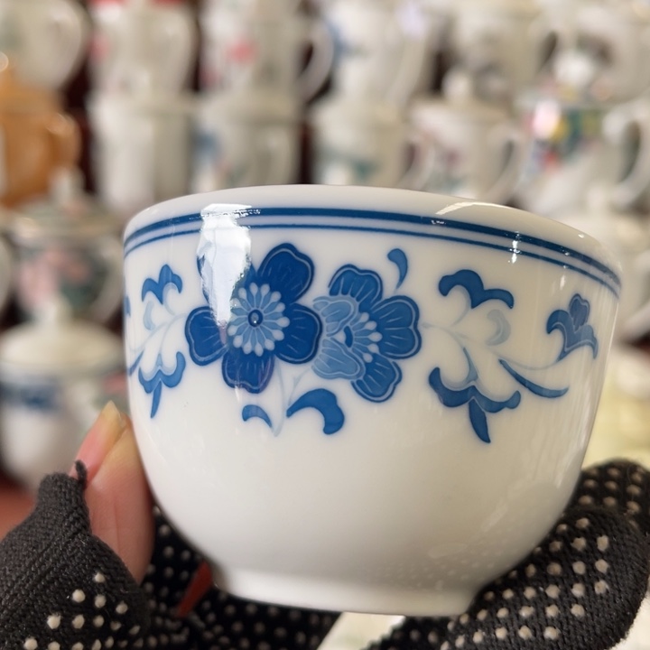 陶瓷醴陵群力手绘釉下青花杯80毫升