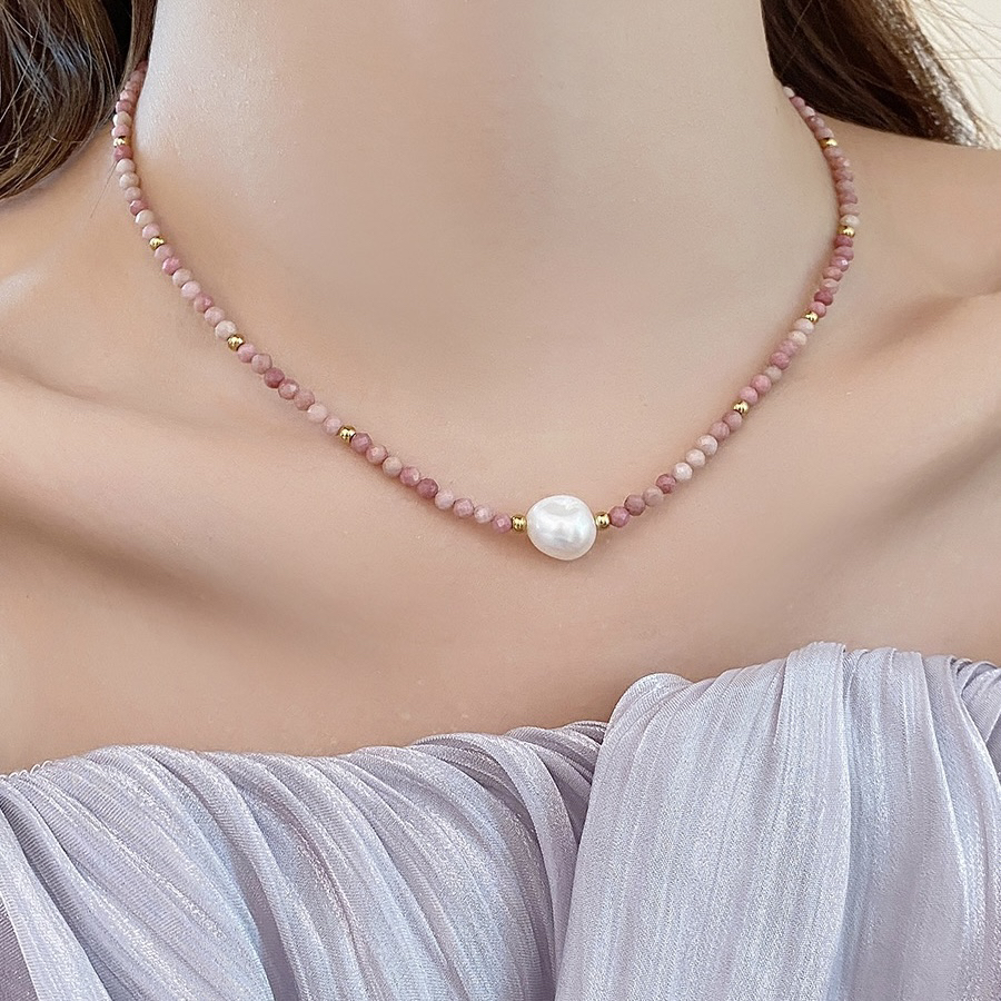 氵炎水简约珍珠项链6007【假一赔四】