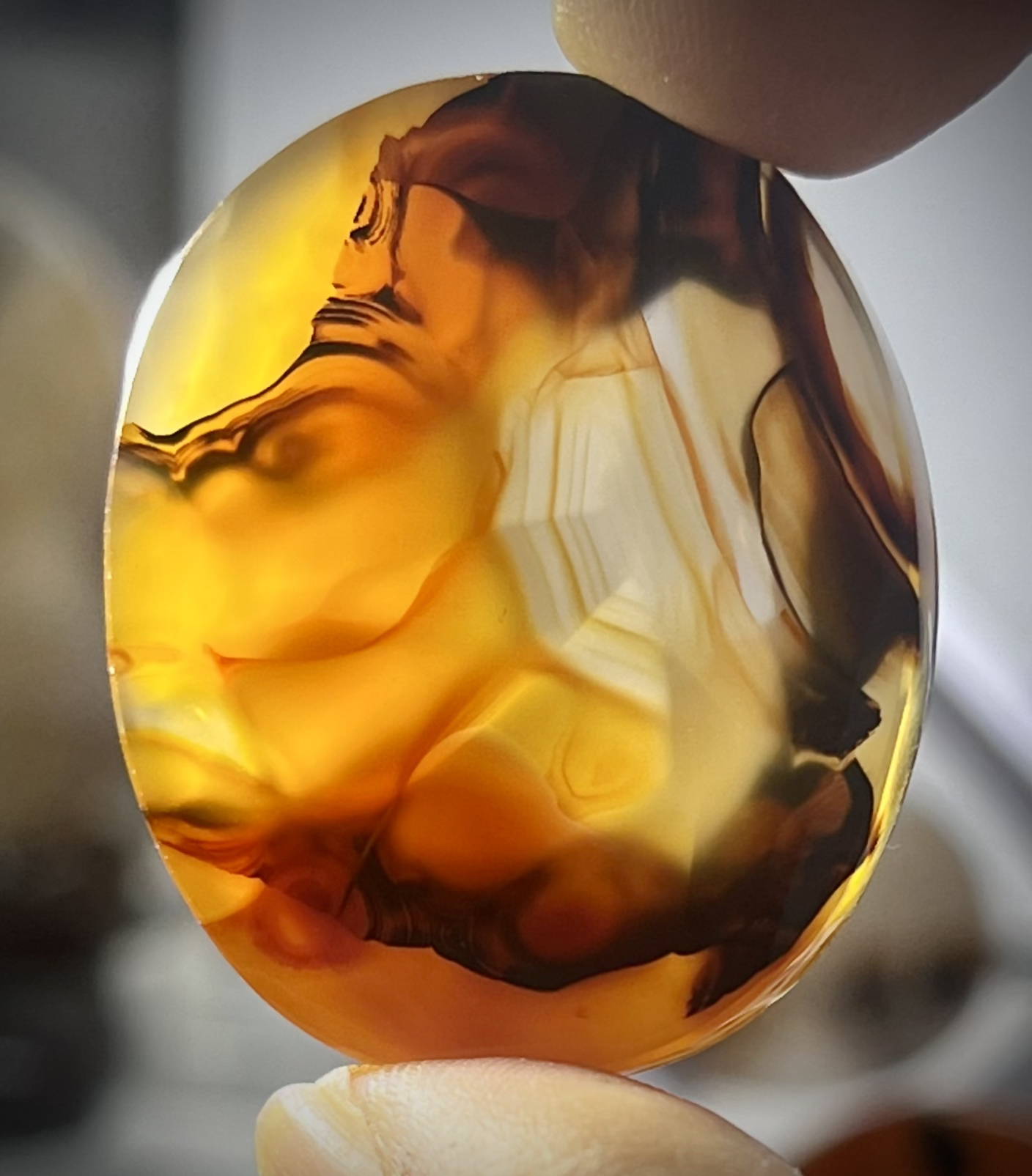 巴西玛瑙/人物持火把探秘图案牌子 38/32/5mm