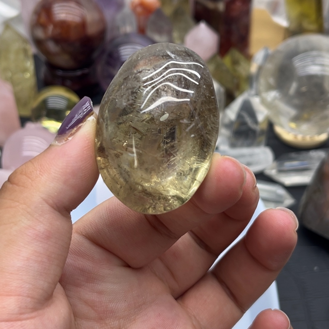 未镶嵌珠宝半成品水晶37 黄水晶➕幽灵共生手握