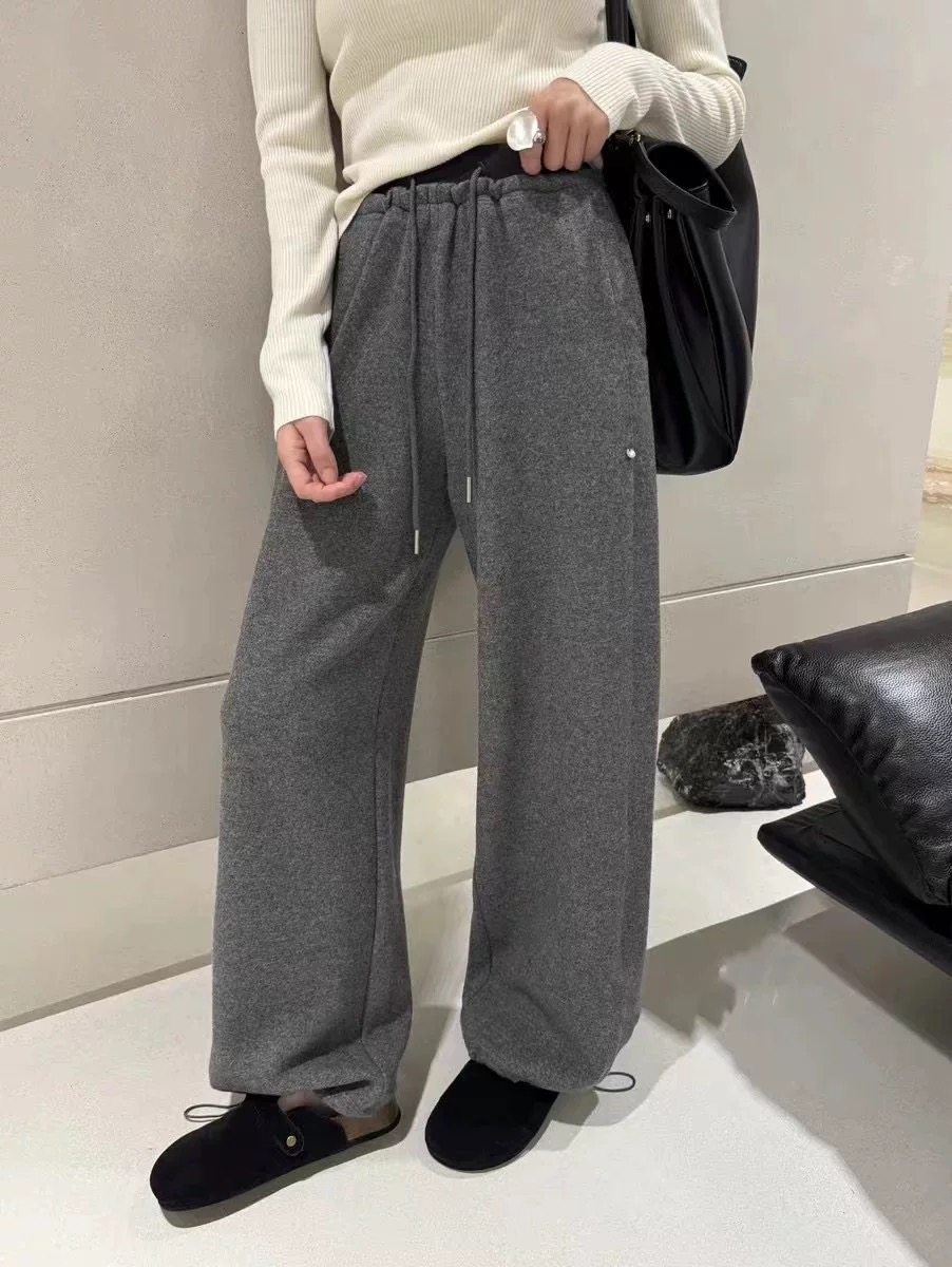 【3388】米#松紧腰抽绳直筒宽松休闲裤