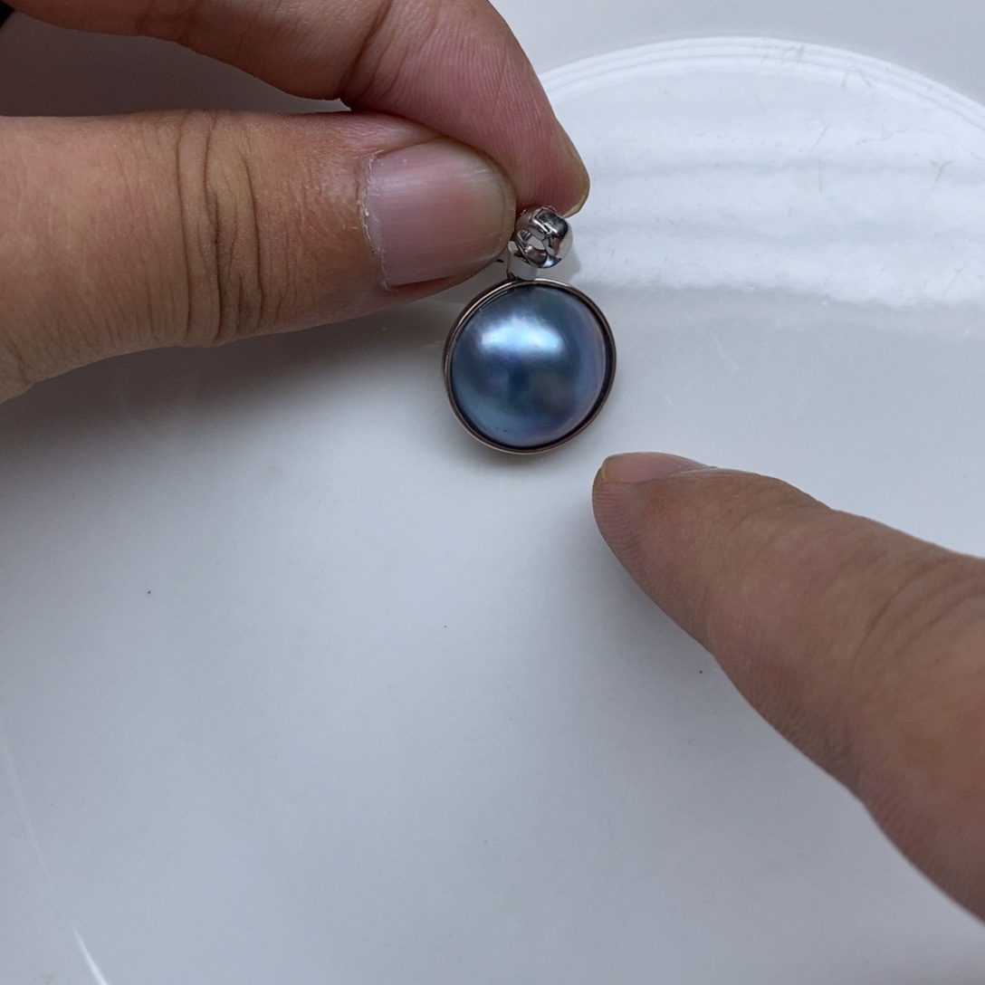 银S925镶嵌拼合珍珠（马贝珠）颈饰