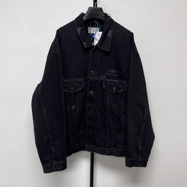 未使用 Balenciaga/巴黎世家 胸前背面绣有品牌牛仔外套 03539