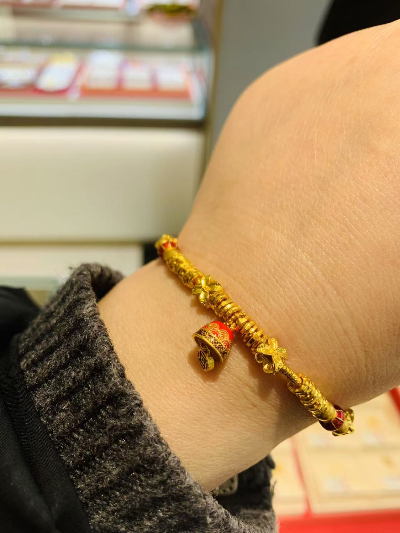 足金999手链古法烧蓝手链15.67克