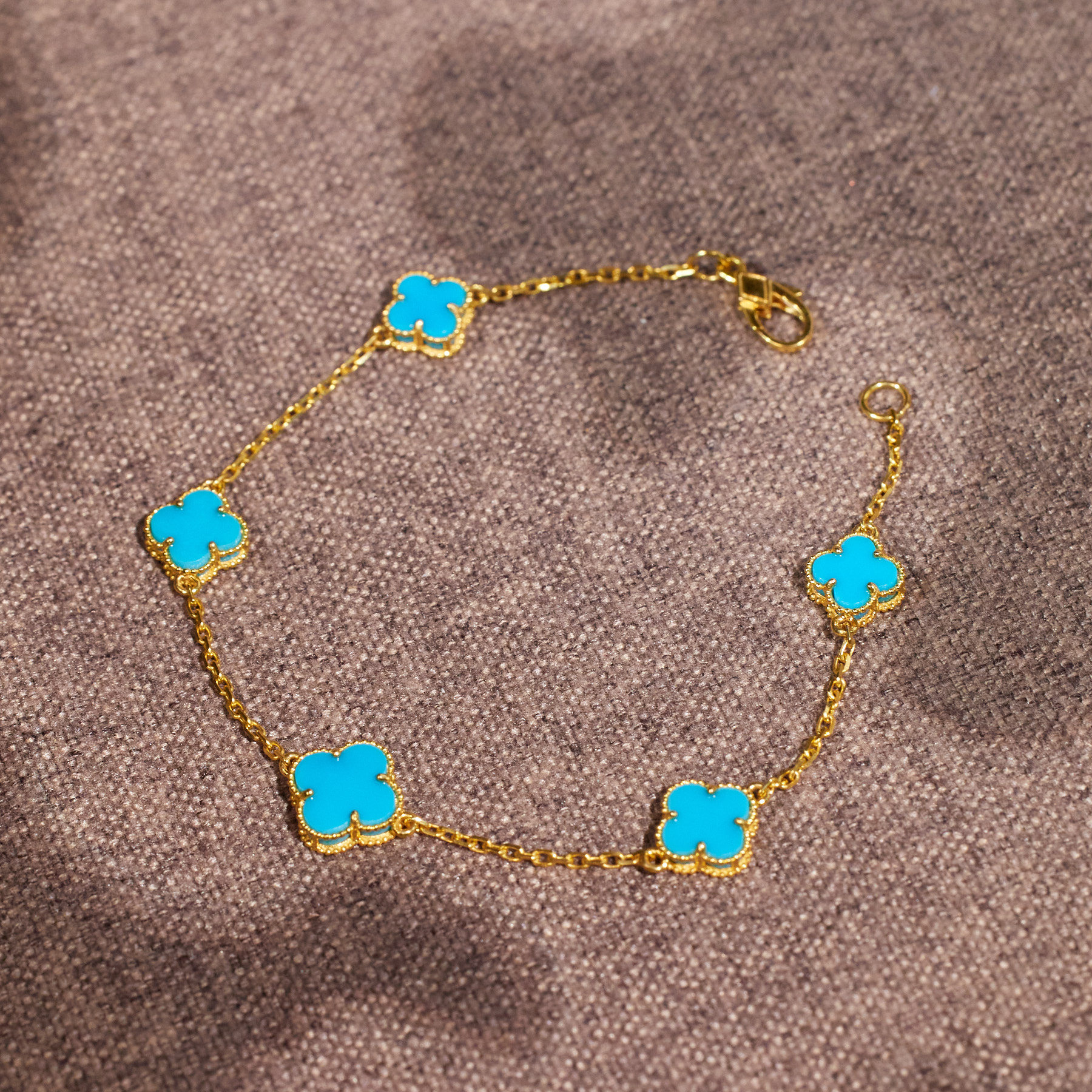 【歪歪】四叶草*松石手链*18K金镶嵌（多样性发）W7830