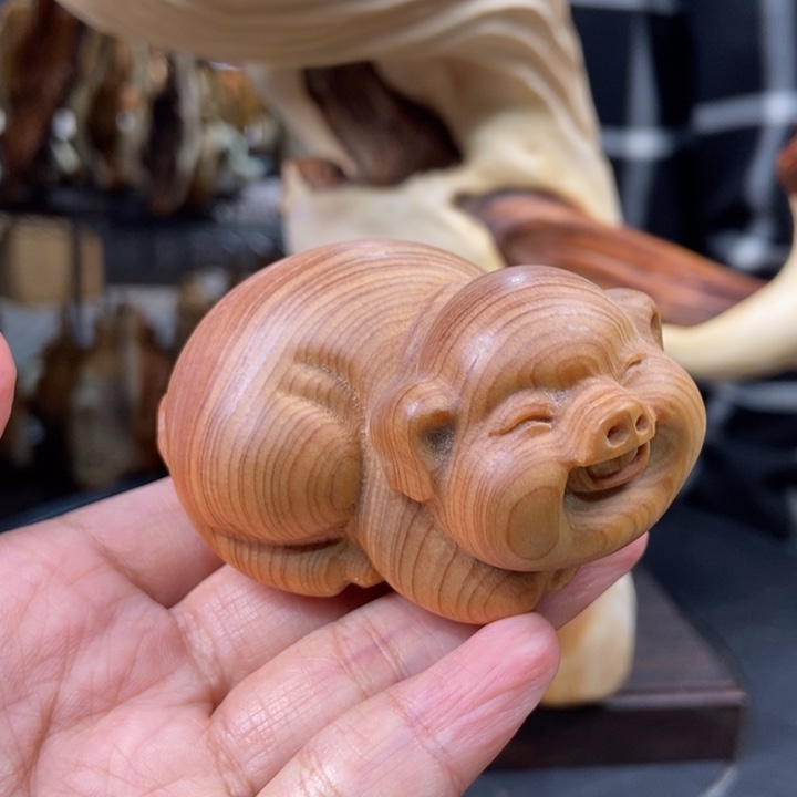 柏木（崖柏）手把件猪