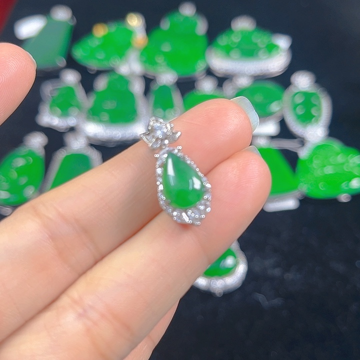 翡翠银S925镶嵌吊坠(不含链)