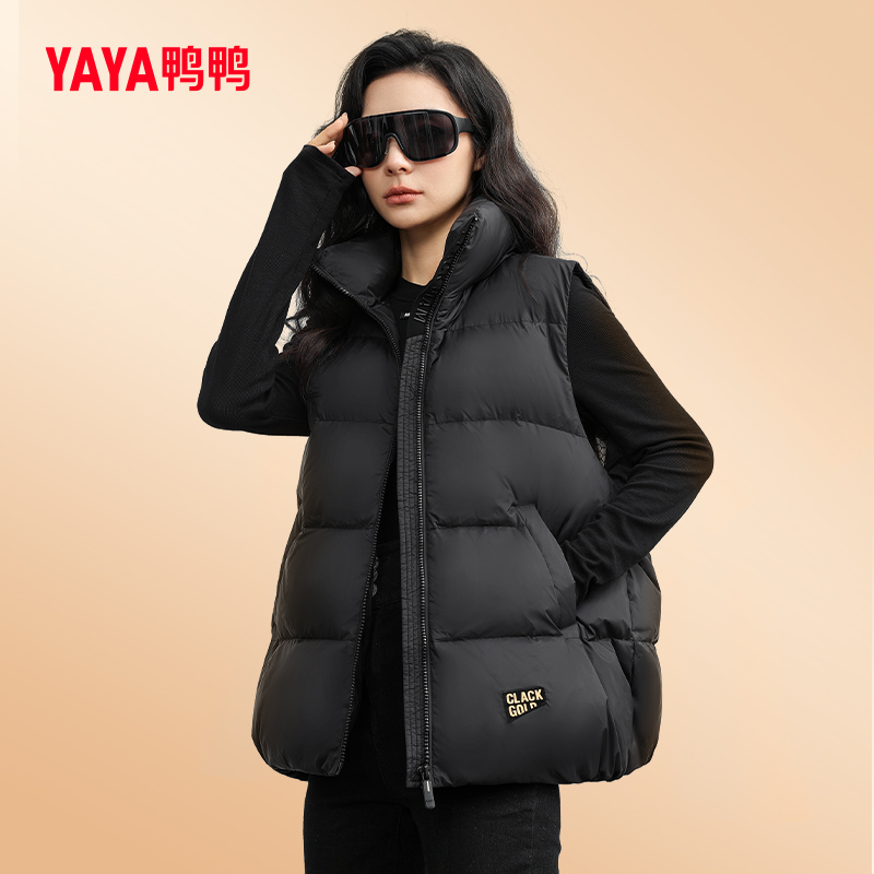 YAYA/鸭鸭羽绒服无袖女常规款立领短款保暖潮流肯豆风YE4C002181E