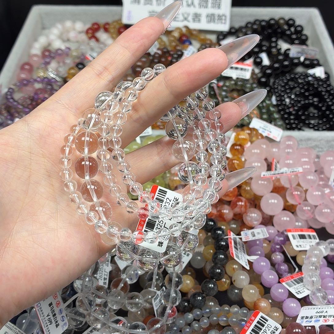 娇***子手串水晶未镶嵌两条精品白水晶13