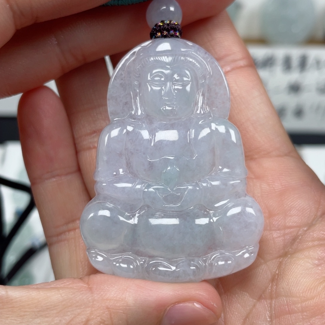 翡翠颈饰未镶嵌天然翡翠A货观音57号