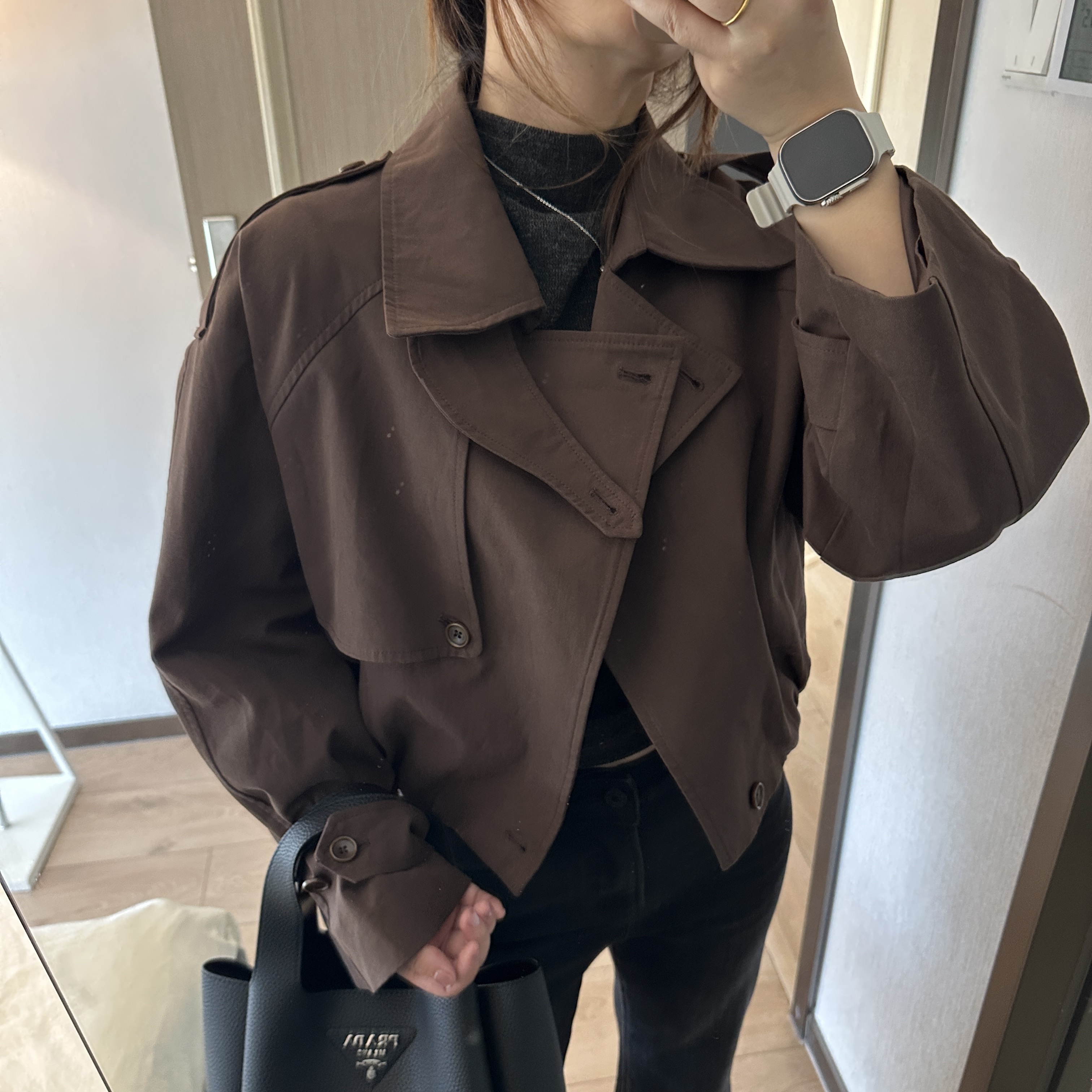 秋季气质小众短款立领夹克外套女美式美拉德复古短上衣风衣女