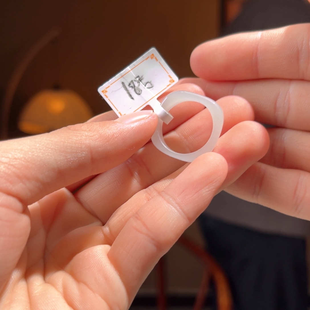 未镶嵌戒指和田玉青海料白玉方戒9918号