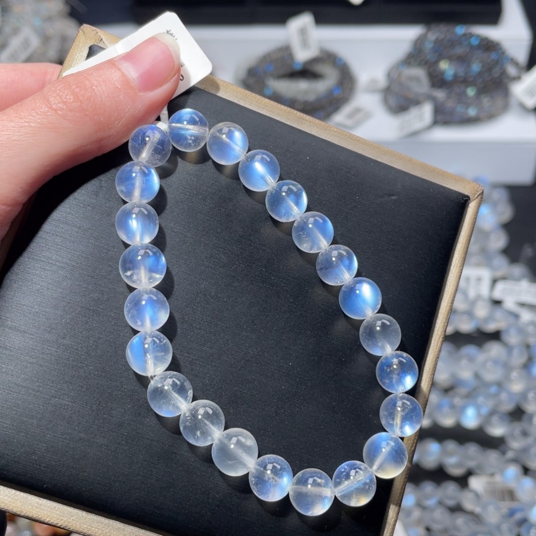 未镶嵌手链长石收藏级蓝月光8.5m