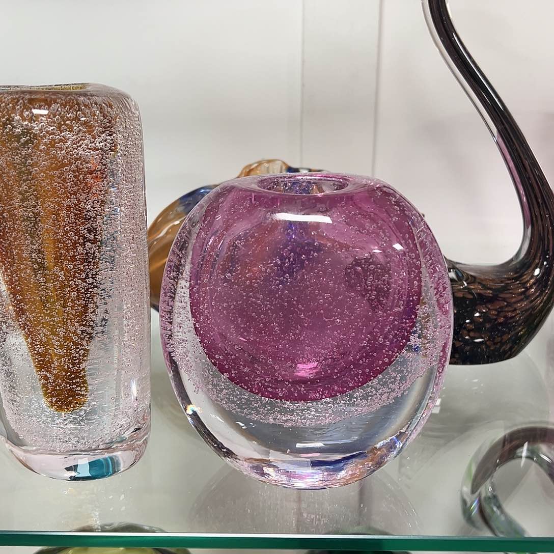 琉璃高14金红密集气泡琉璃花器