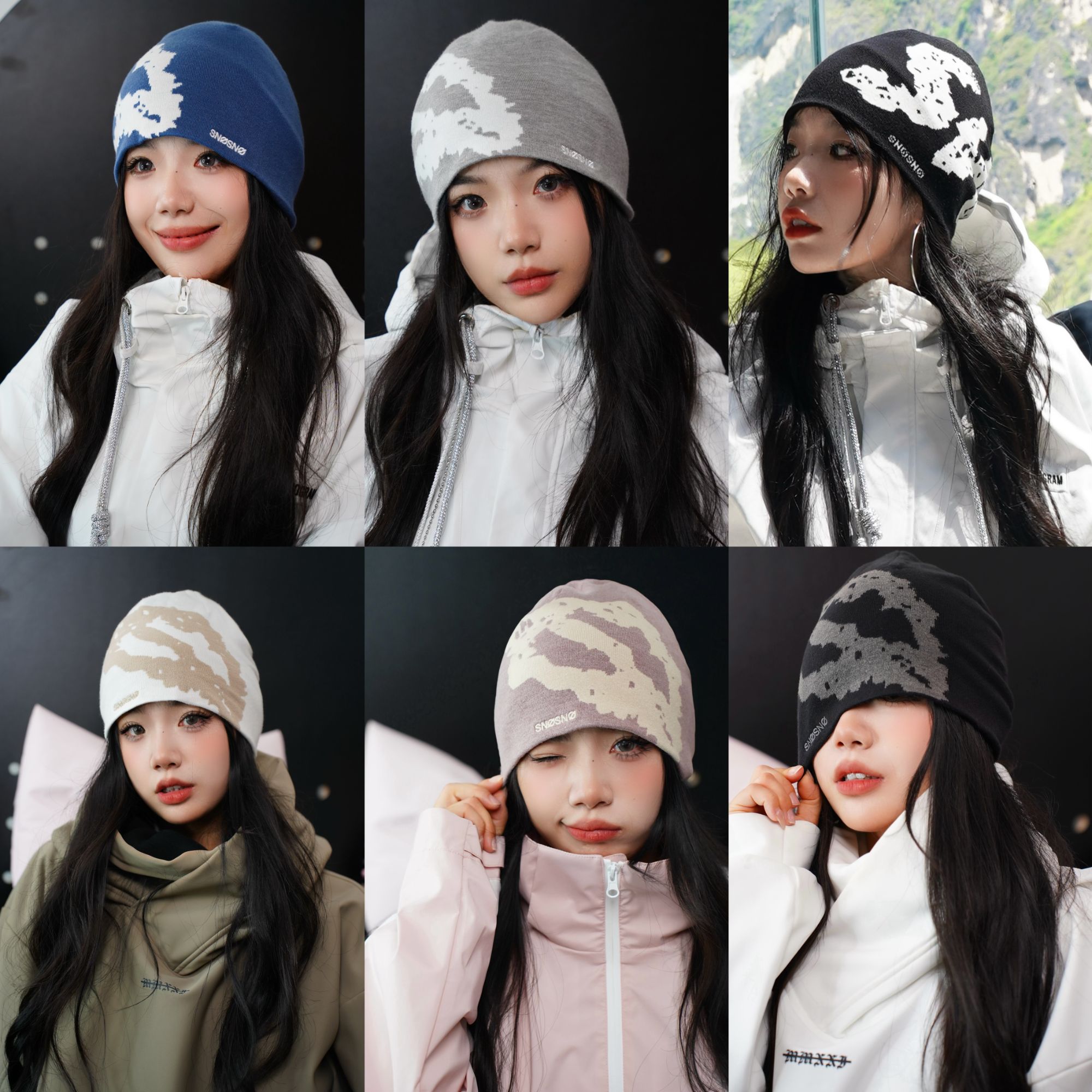 SNOSNO滑雪内盔帽针织帽大头围抗起球坑毛滑雪帽穿搭装备保暖透气