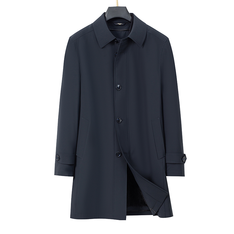 行政丹麦防寒水貂内胆派克服加绒休闲男外套男士秋冬翻领风衣纽扣