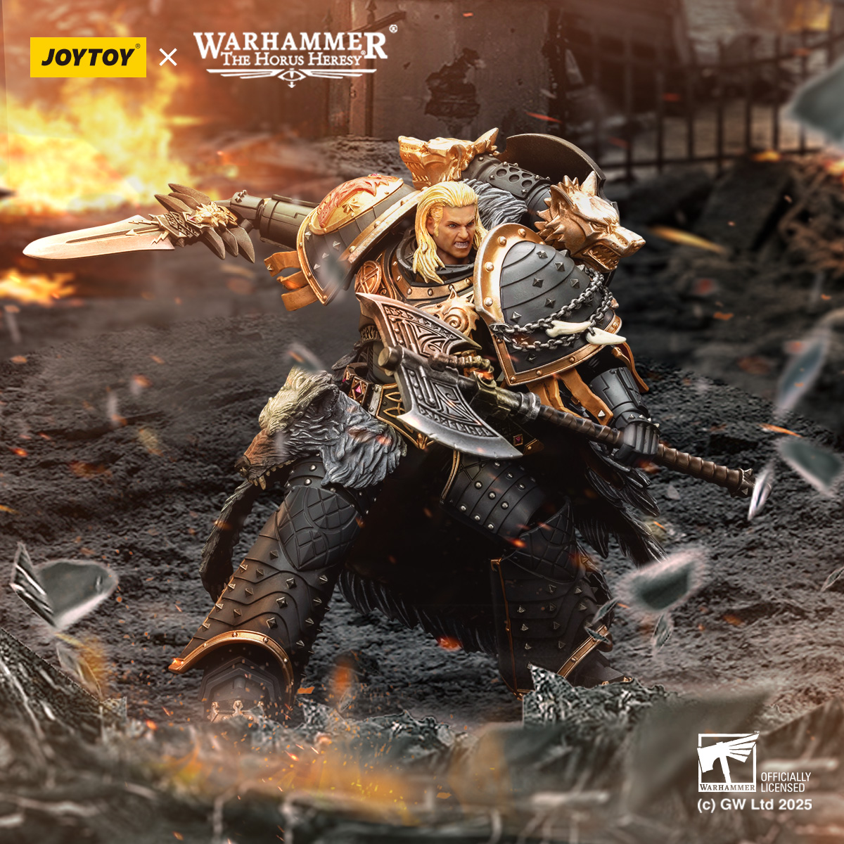 JOYTOY/暗源战锤正版联名 太空野狼 黎曼鲁斯 1：18可动模玩人偶