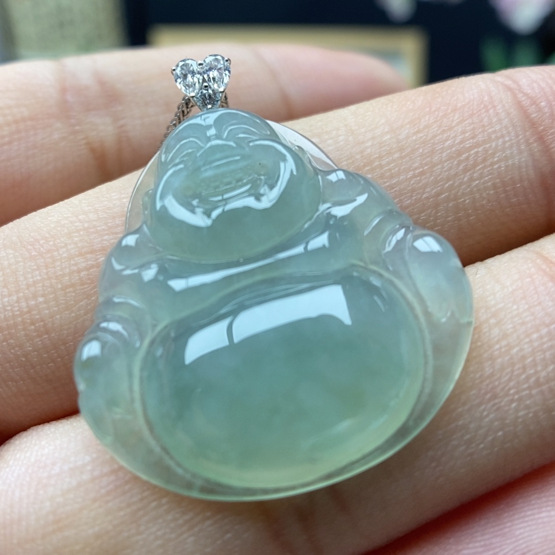 翡翠18K金镶嵌颈饰吊坠13