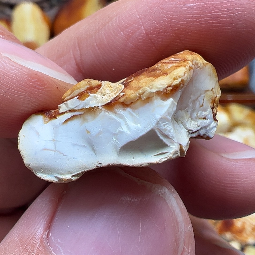 定制琥珀未镶嵌瓷白红沁