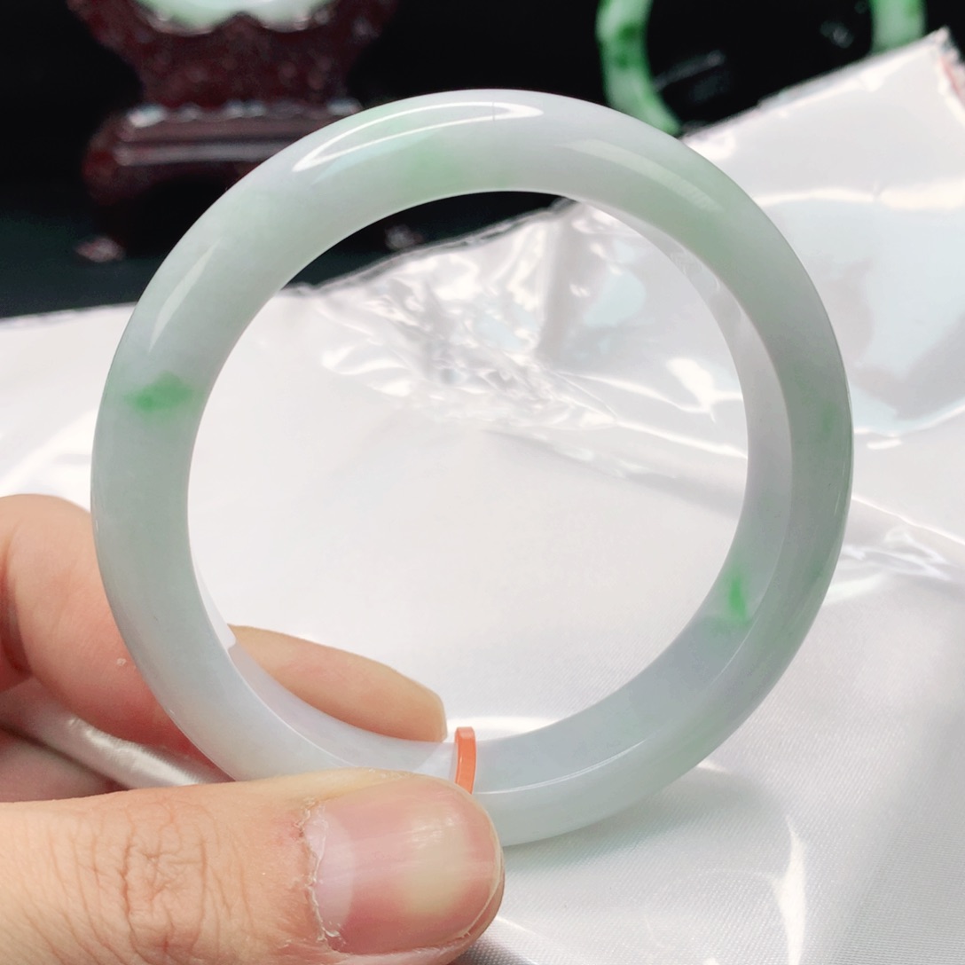 翡翠手镯（圆镯）未镶嵌57 圈口天然缅甸翡翠A货时尚女款手镯