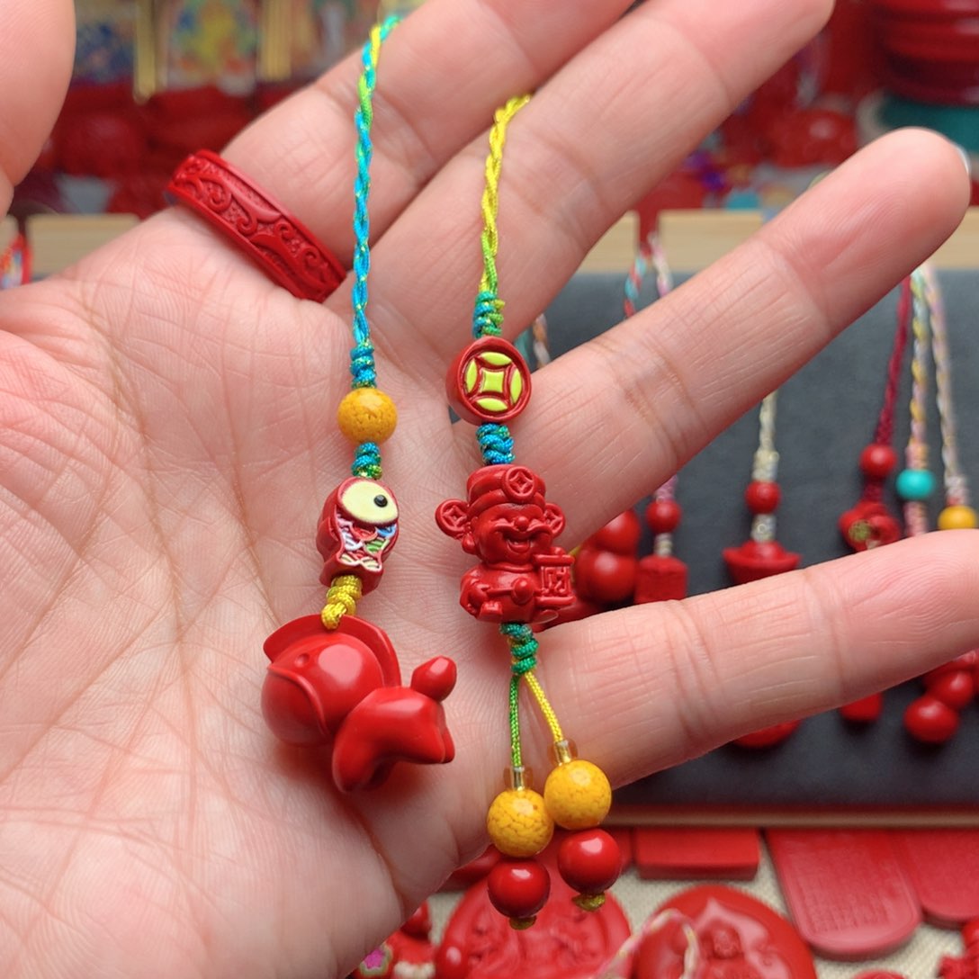 天然辰砂工艺品朱砂手机坠