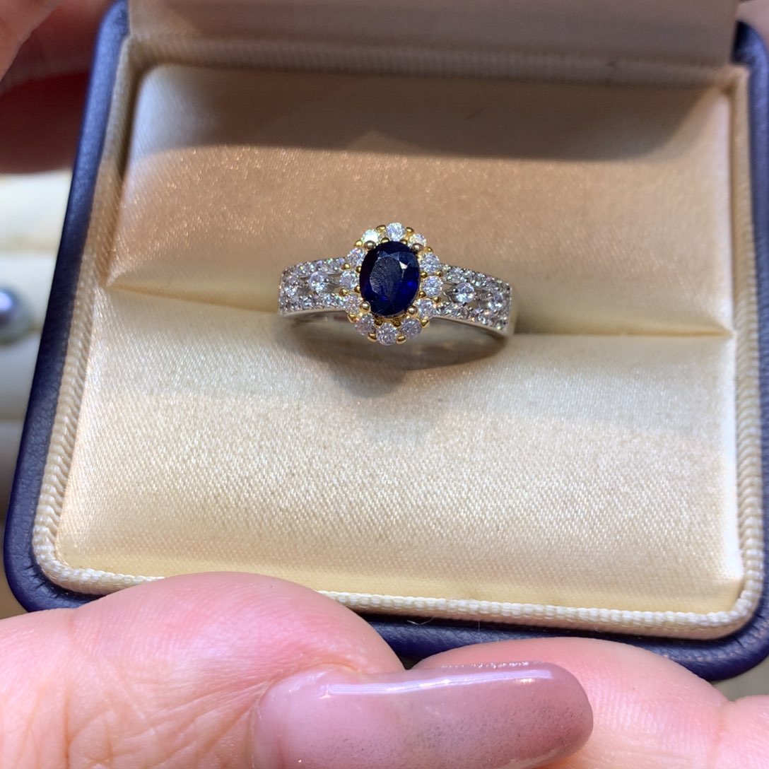 戒指蓝宝石银S925镶嵌