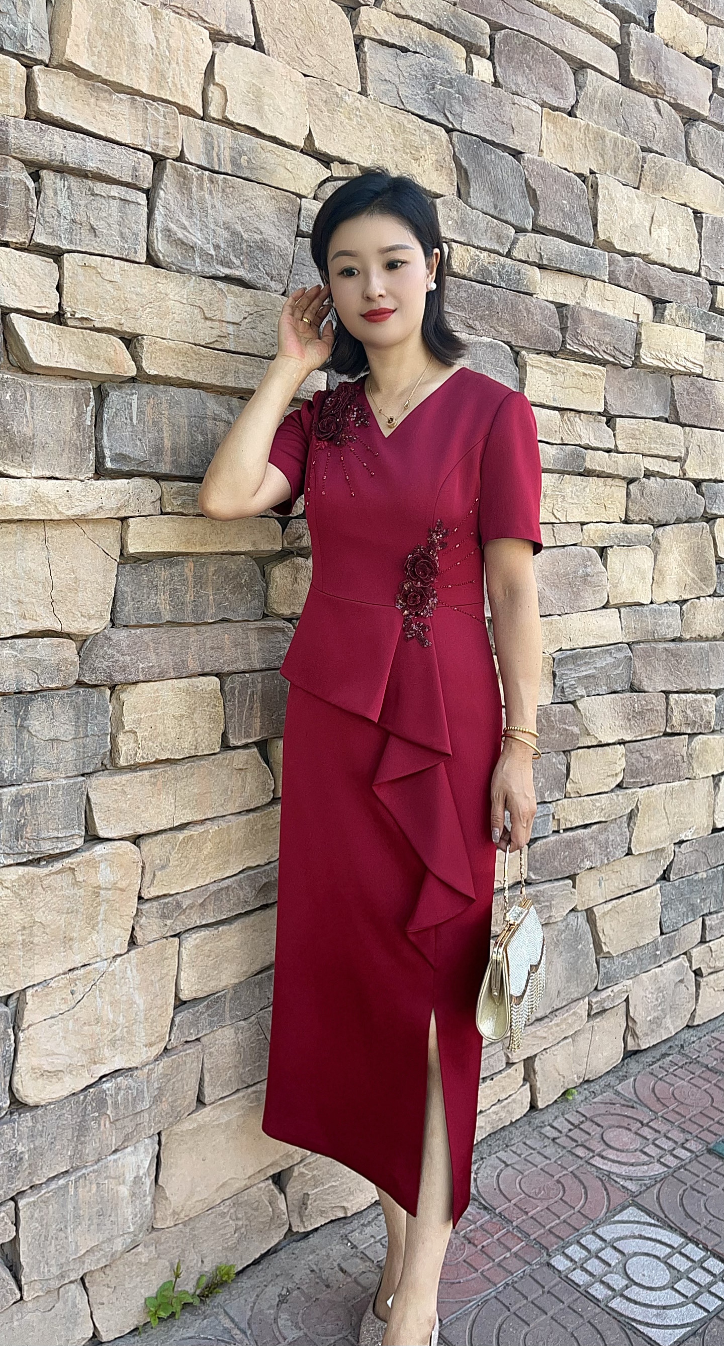 86132L包臀裙通用抗皱常规修身收腰连衣裙婚礼服女装