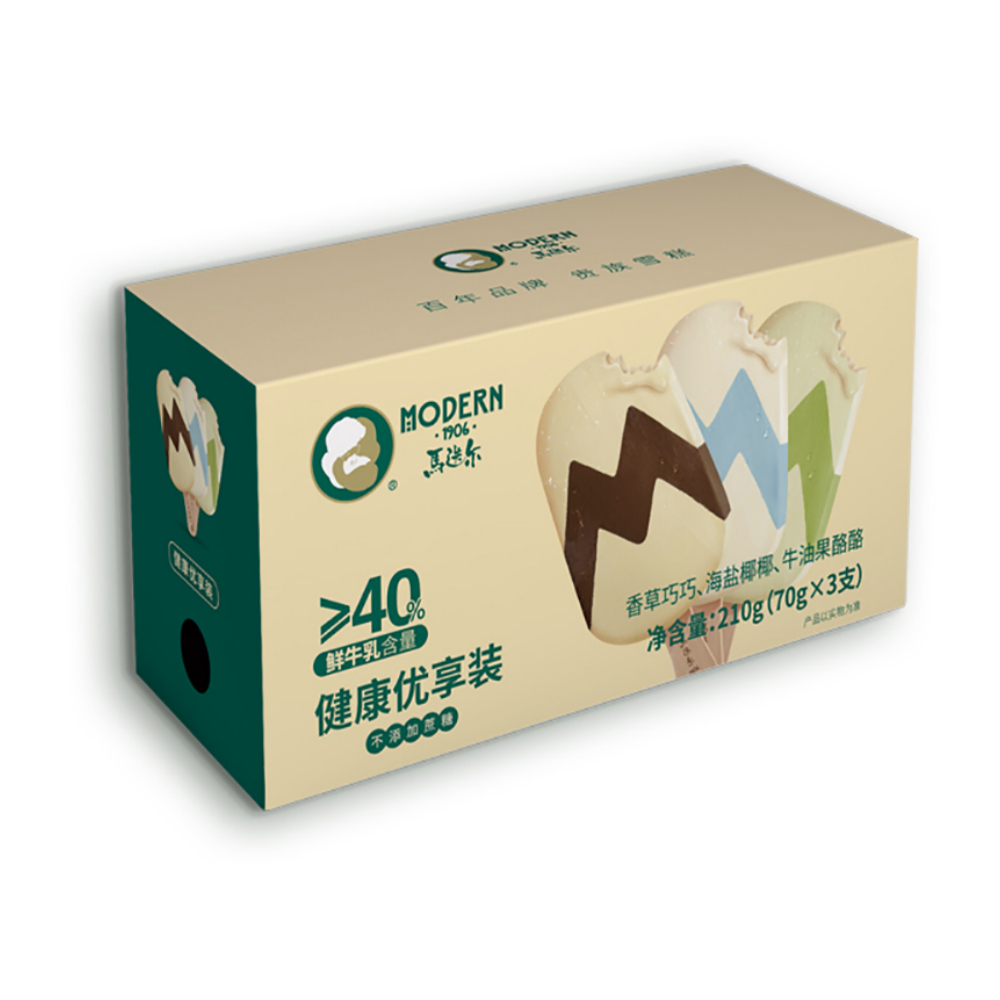 马迭尔 0蔗糖冰淇淋(香草+海盐+牛油果)口味 70g*3