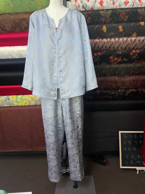 样衣 满分桑蚕丝 中式对襟男女套装（加工费）上衣229裤子139