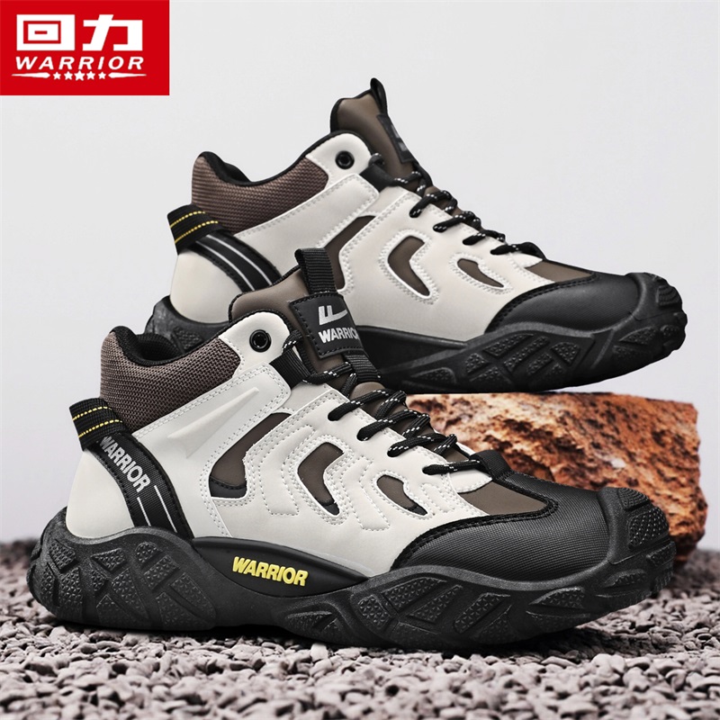 回力男鞋冬季2025新款高帮运动户外登山徒步防滑软底老爹皮面潮鞋