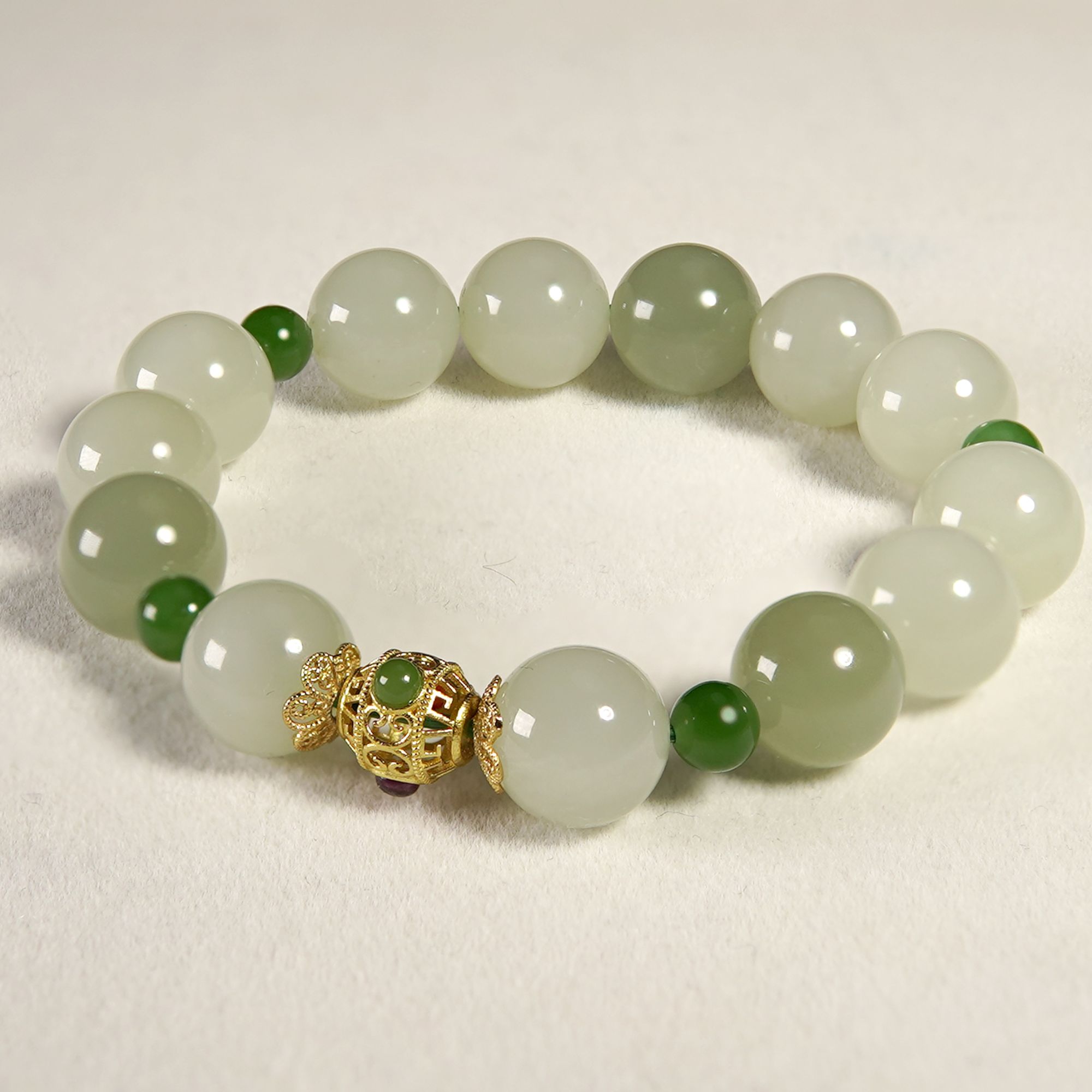 【苏禾珠宝】天然和田玉晴水晴洛卡12手串 多样性发拍一发一