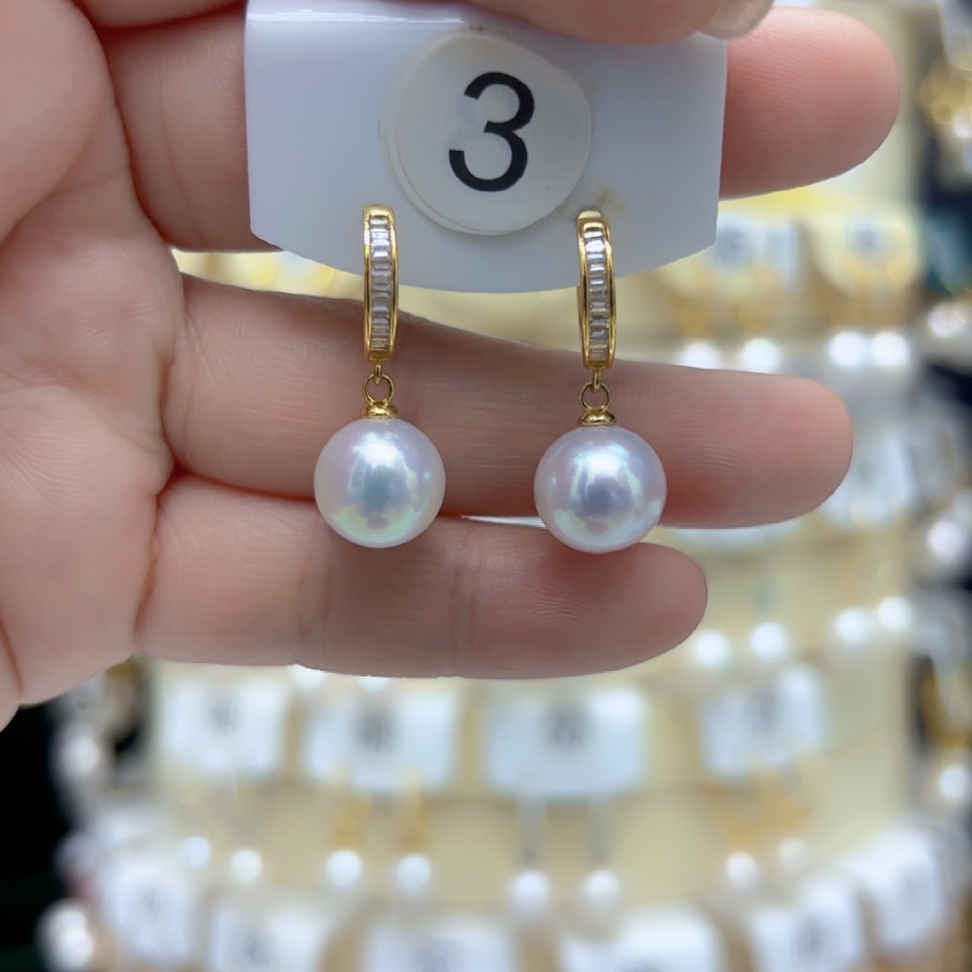 淡水珍珠耳饰银S925镶嵌