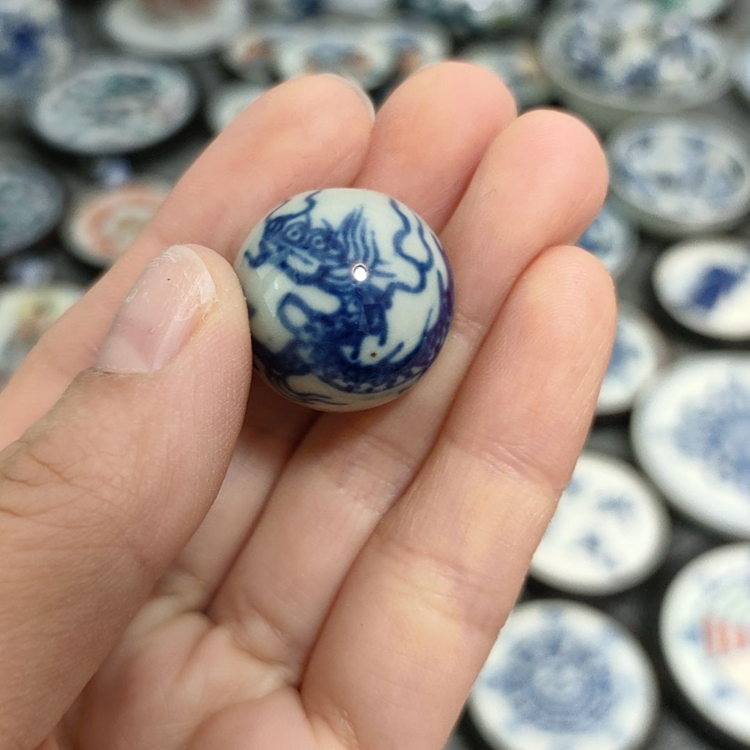 瓷片青花龙珠2.0一个