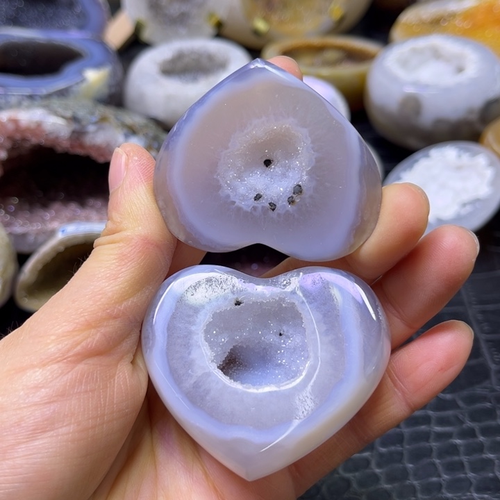 水晶未镶嵌珠宝半成品爱心盆
