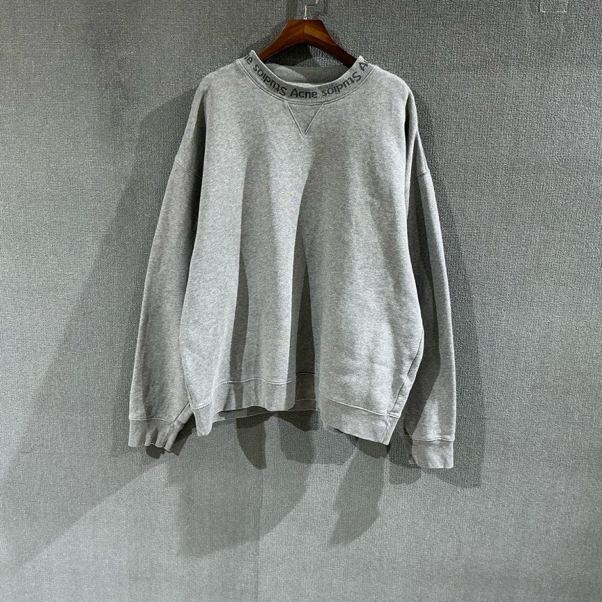 未使用 Acne studio （pm）领口logo灰色卫衣 L码/2088