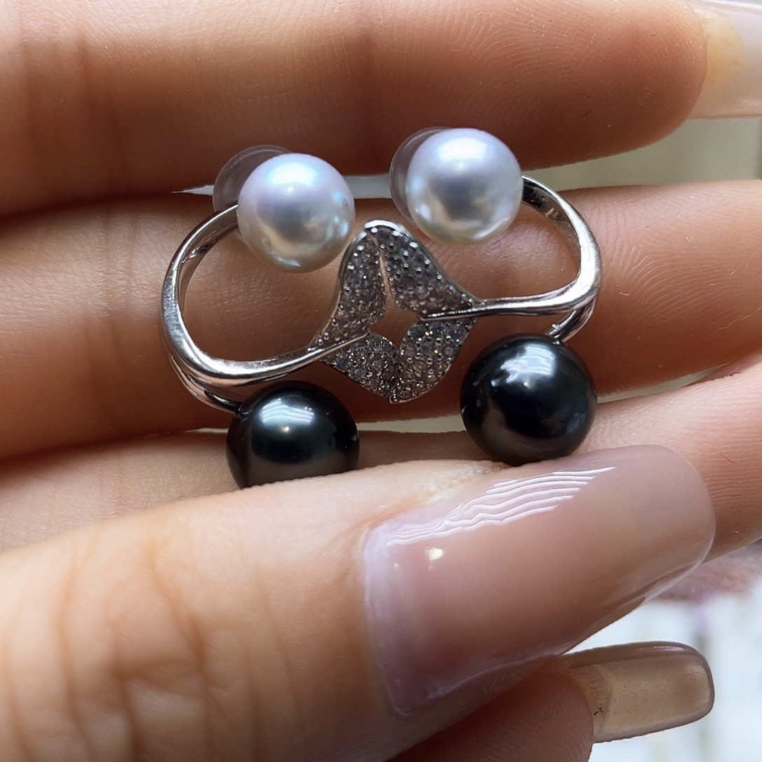 海水珍珠耳饰银S925镶嵌