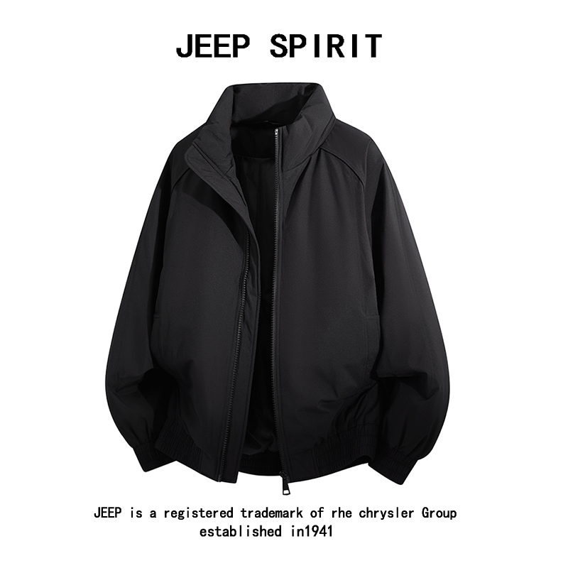 JEEPSPIRIT时尚棉服男秋冬季高级感设计师飞行员外套加绒加厚夹克