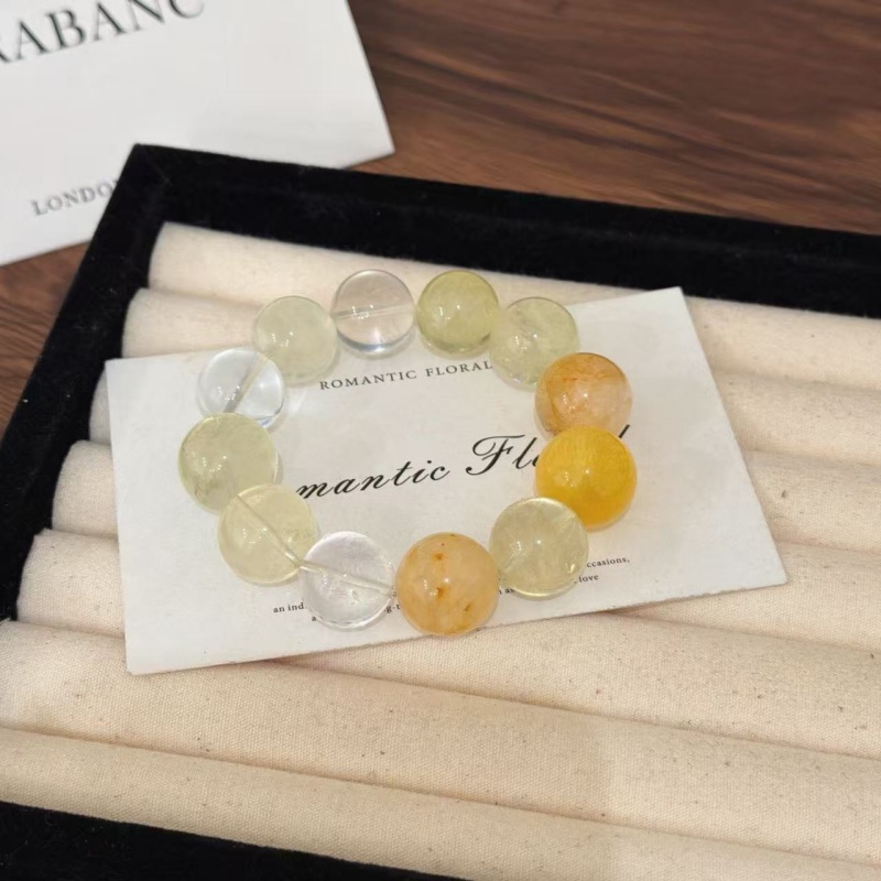 X2873黄胶花奶白晶黄水晶黄莹石手链高端轻奢手串多样性发一