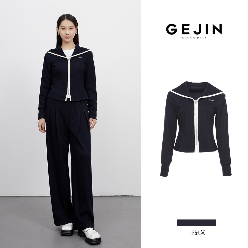 GEJIN/歌锦初冬撞色翻领设计时尚减龄休闲卫衣外套94125924711