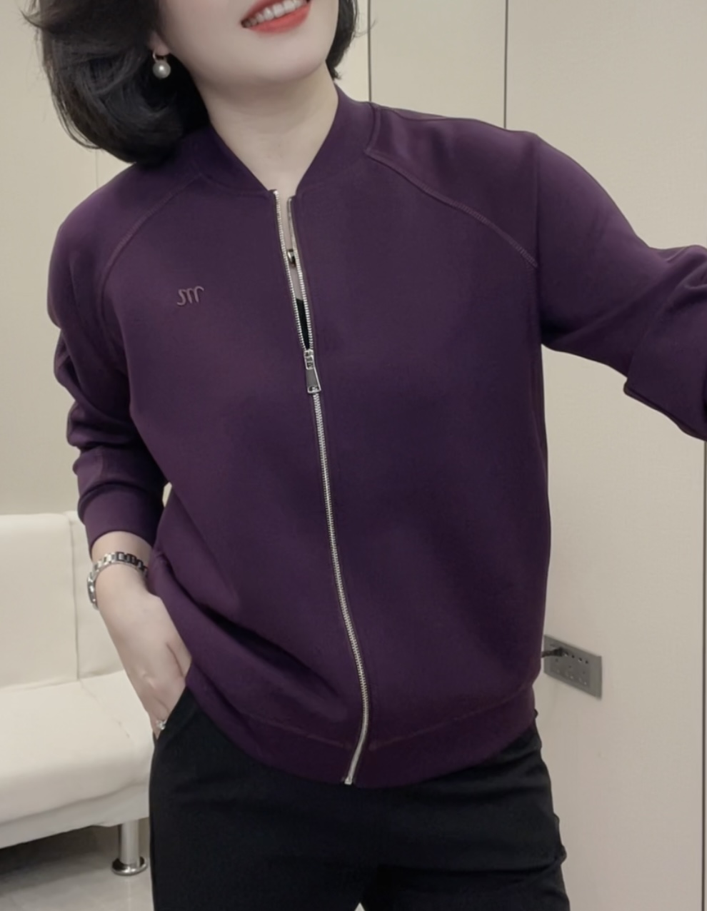 安潮秀（清库存）A 2201秋季夹克外套高级感拉链显瘦棒球服