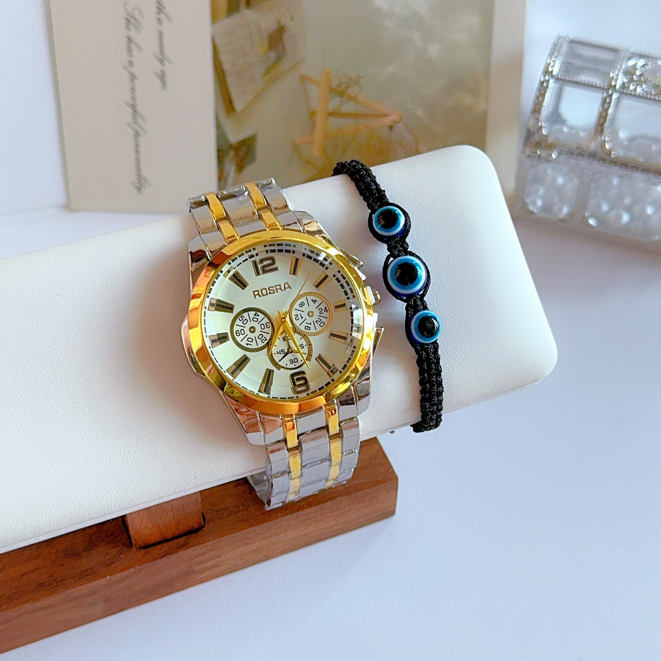 男士女士saat三眼六针潮流运动石英腕表情侣款赠送手链