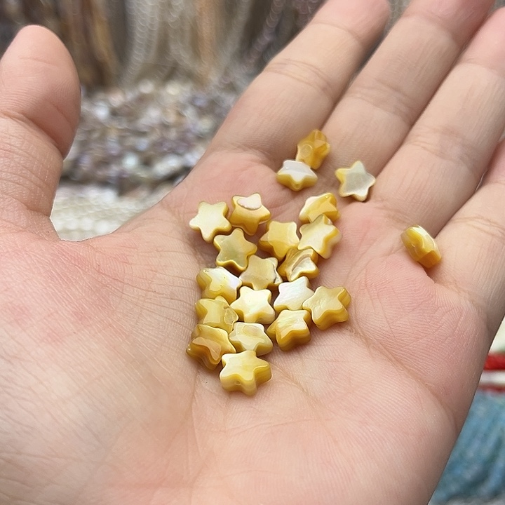 未镶嵌玛瑙/玉髓珠宝半成品10个8mm左右黄蝶贝五星
