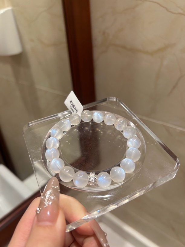 非金属仿珍珠手链 10mm高品月光干净体 合金配件手串