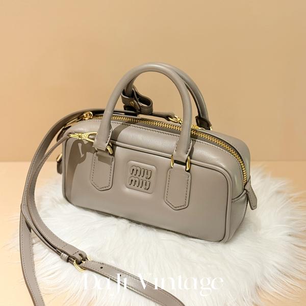 大吉中古/Miumiu缪缪泥灰色保龄球小号手提斜挎包