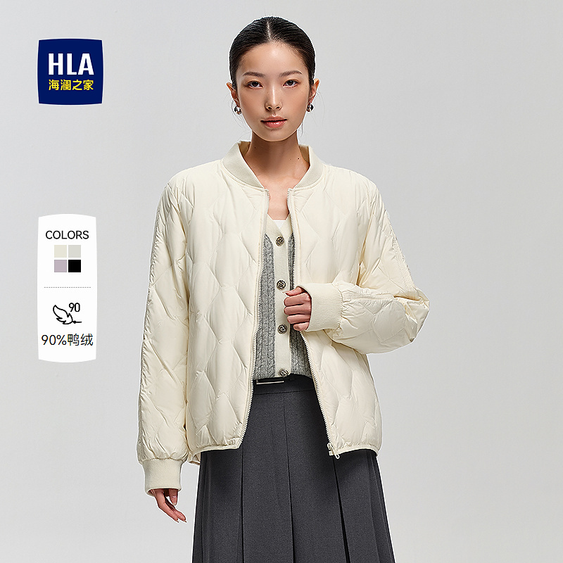 【远红外】HLA海澜之家羽绒服女装25新棒球领保暖休闲外套女秋冬