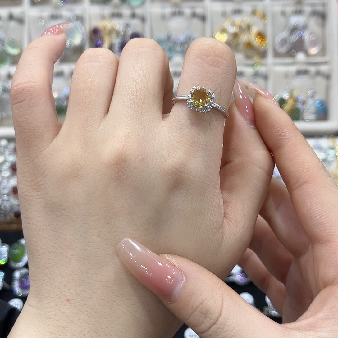 戒指银S925镶嵌水晶