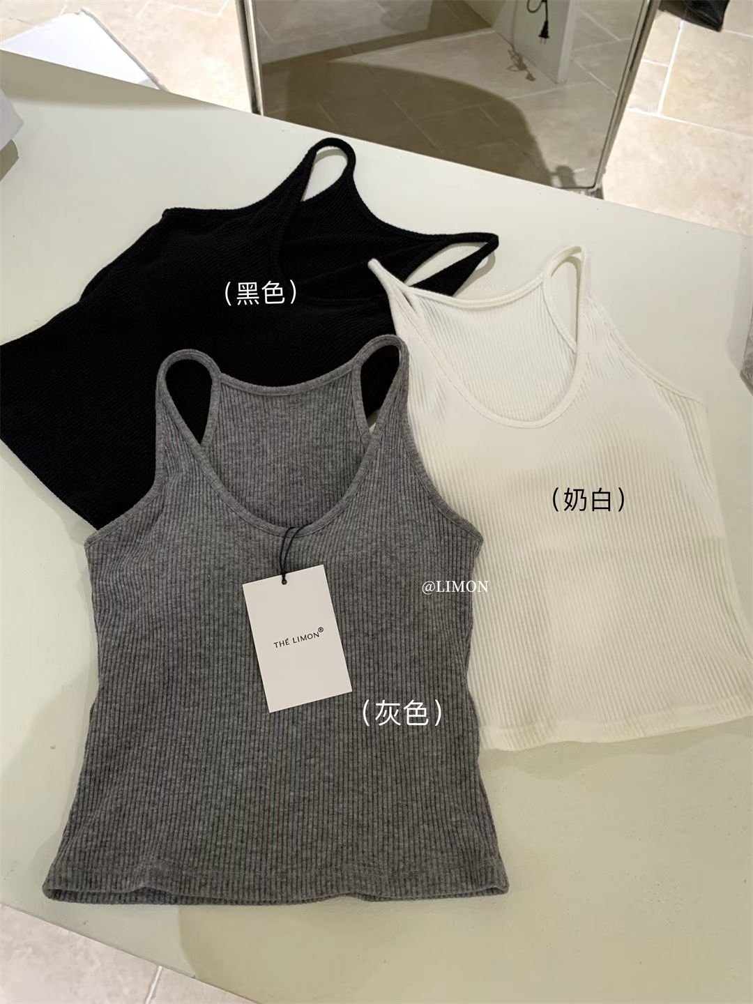 复古港风吊带新疆棉女式工字背心灰色背心短款瑜伽